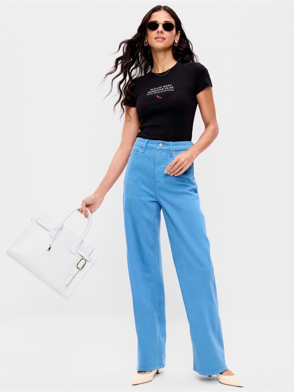Old Navy + The Devil Wears Prada Extra High Waisted  Cerulean Wide Leg Jeans New
